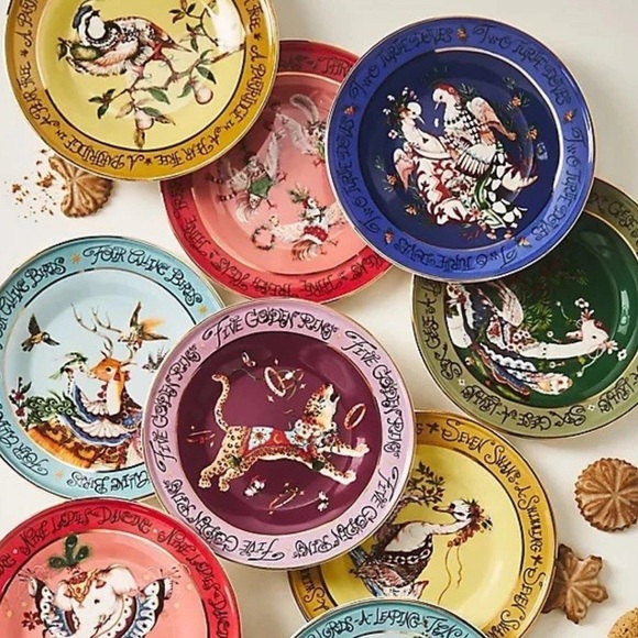 Anthropologie Seven Swans A Swimming Twelve Days Of Christmas 2024 Dessert Plate - Picture 3 of 5